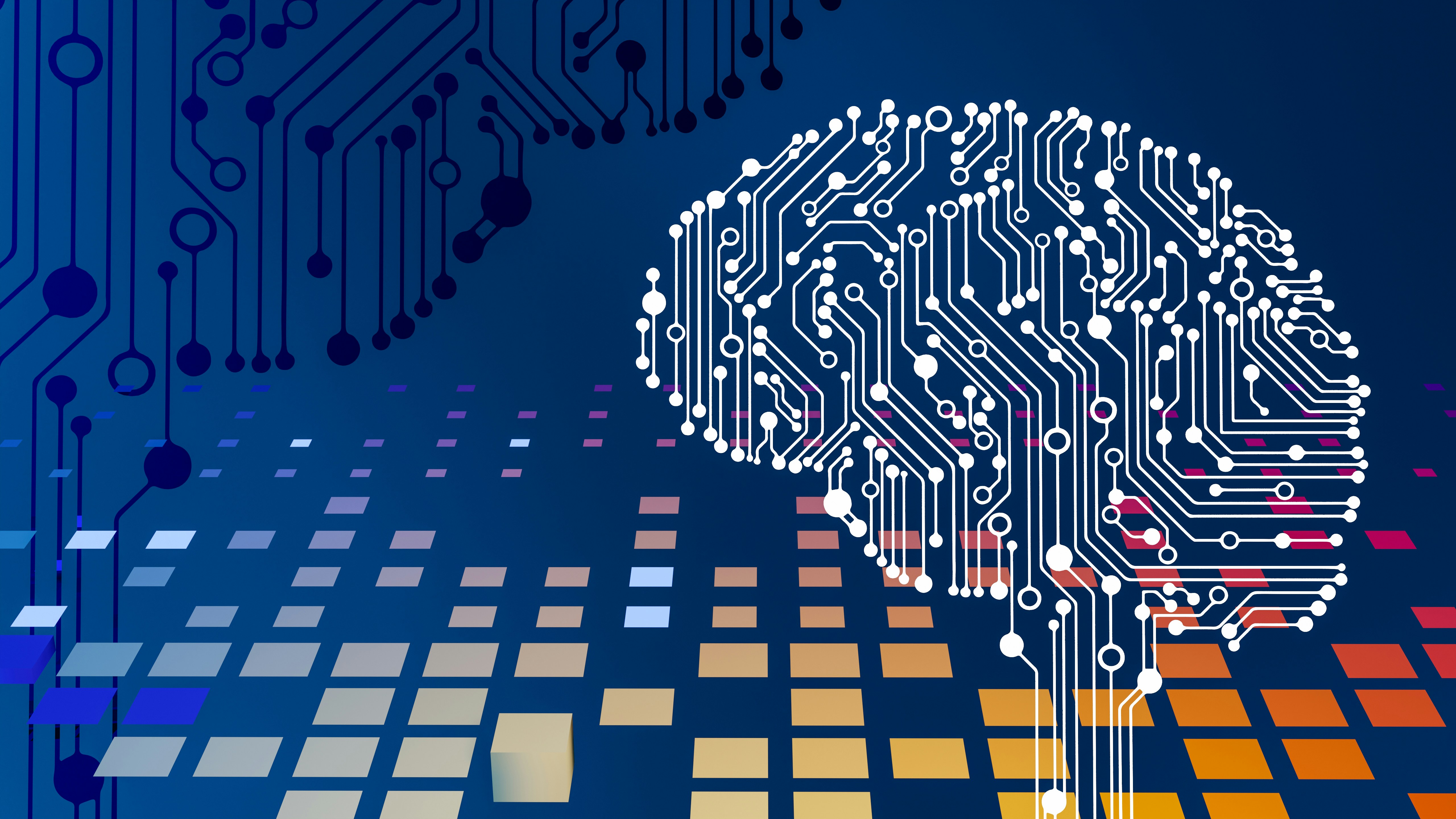 AI brain circuit board visualization