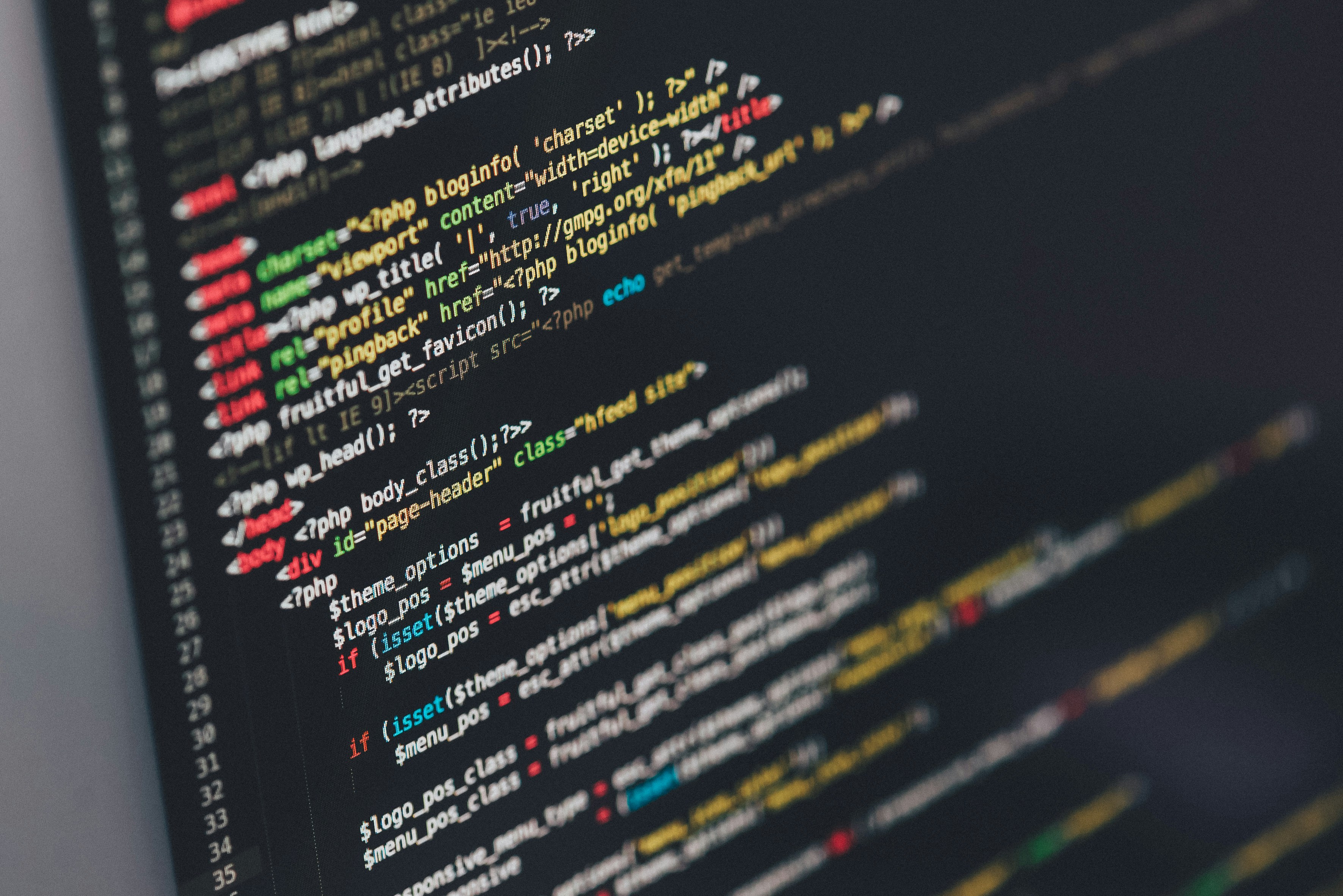 Colorful code on a screen