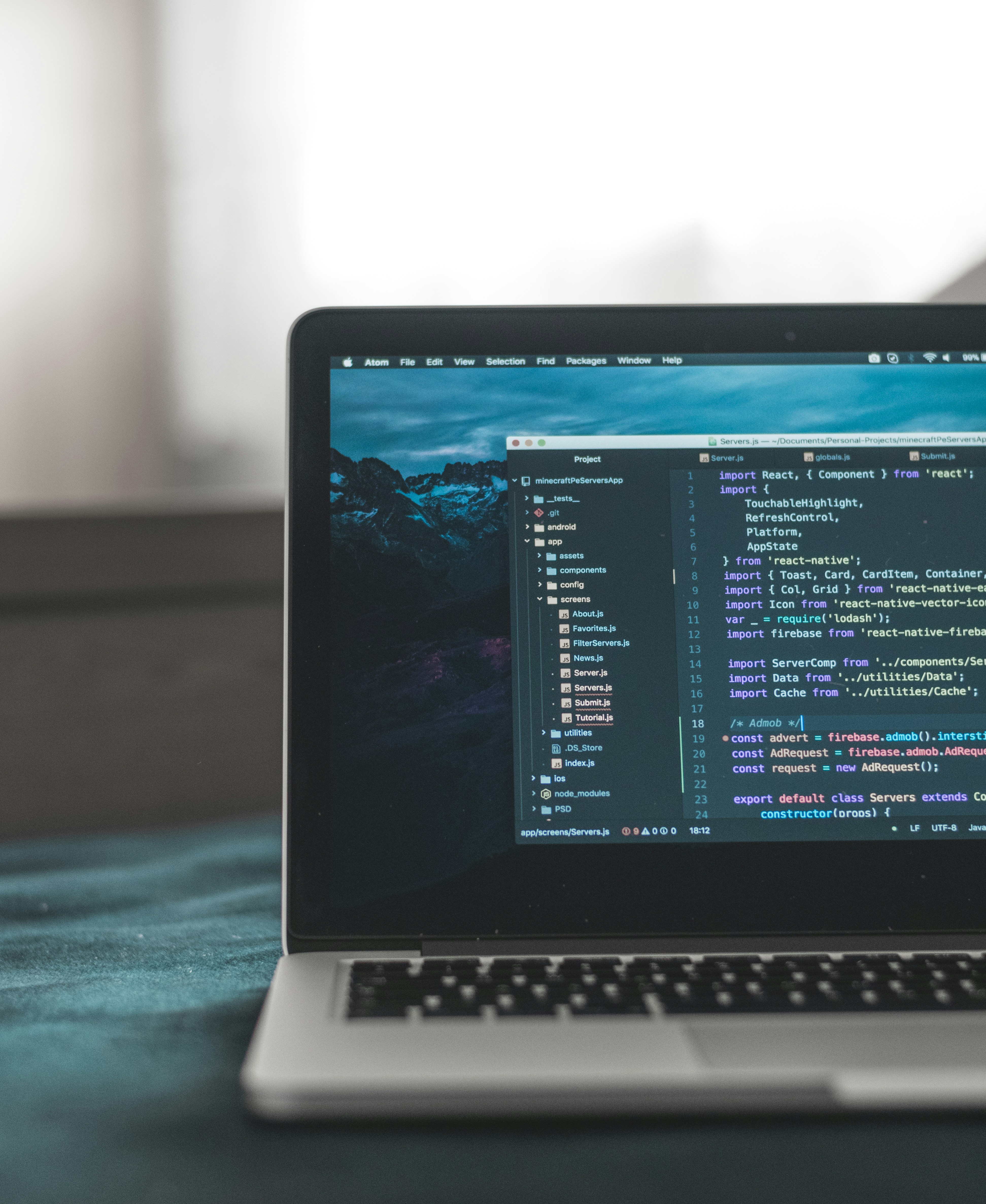 React code on a laptop screen